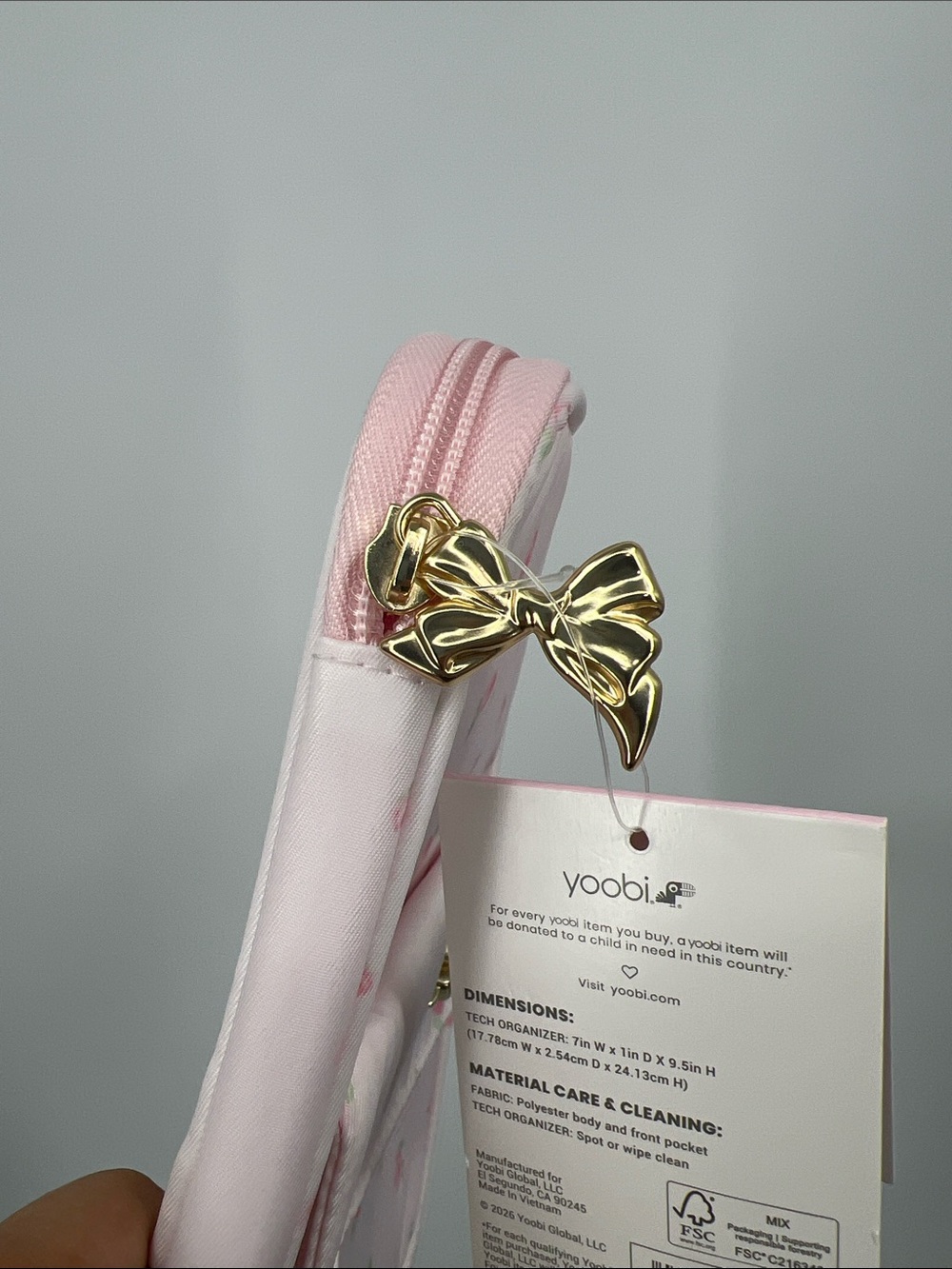 LoveShackFancy Pink Floral Kids Accessories Organizer with Gold Bow - Picture 6 of 6